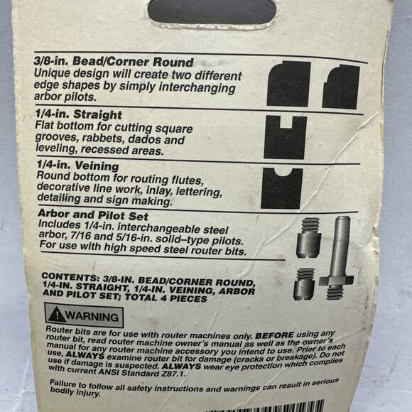 Vntg Craftsman 4 Pc Router Bit Starter Set # 929021 Made USA High Speed Steel - Picture 11 of 14